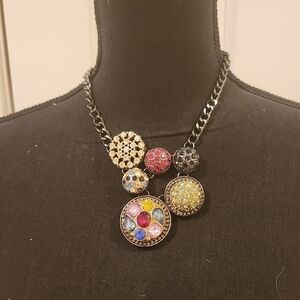 Source Unknown Blue and Pink Necklace with Asymmetrical Design